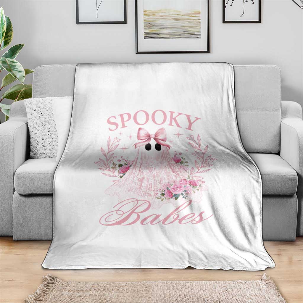 Halloween Throw Blanket Spooky Babes Pink Ghost Coquette Aesthetic - Wonder Print Shop