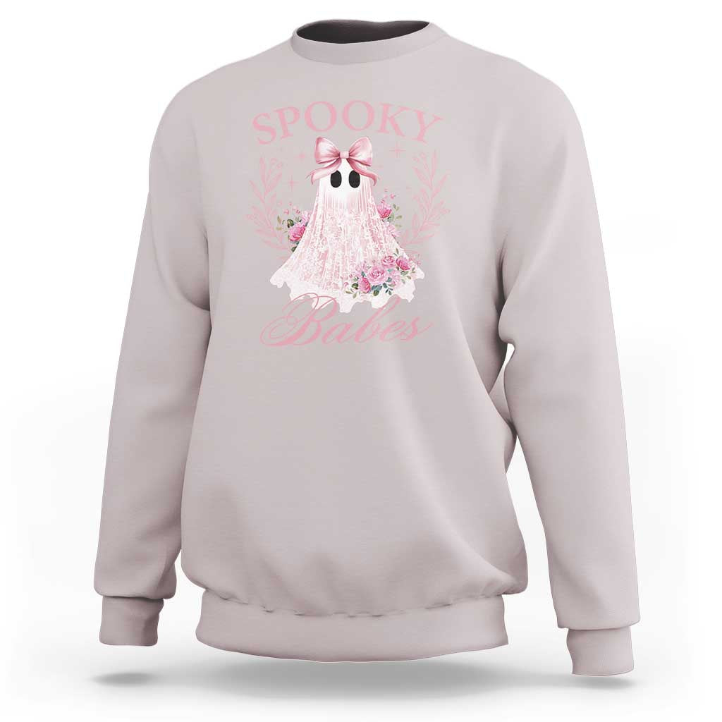 Halloween Sweatshirt Spooky Babes Pink Ghost Coquette Aesthetic - Wonder Print Shop