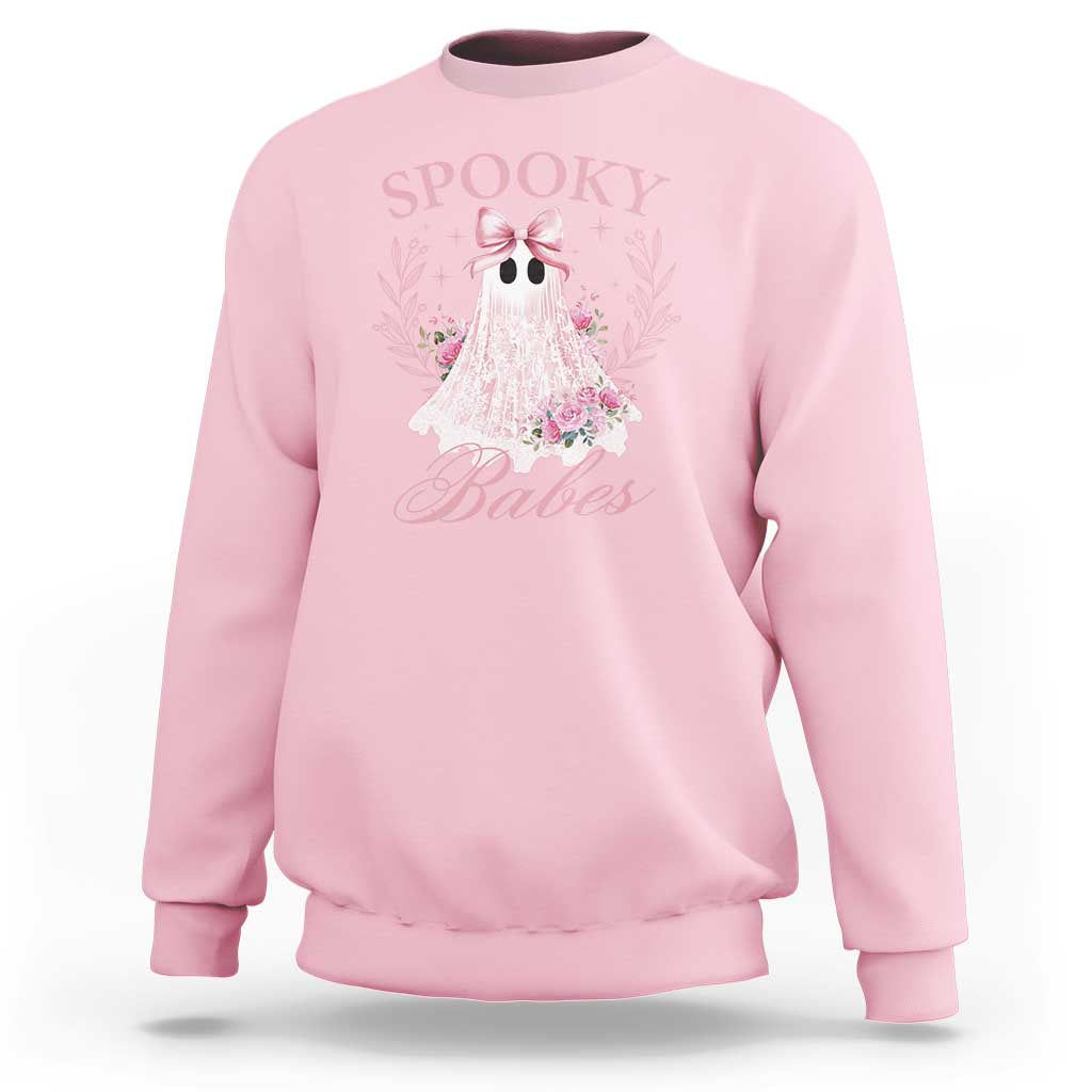 Halloween Sweatshirt Spooky Babes Pink Ghost Coquette Aesthetic - Wonder Print Shop