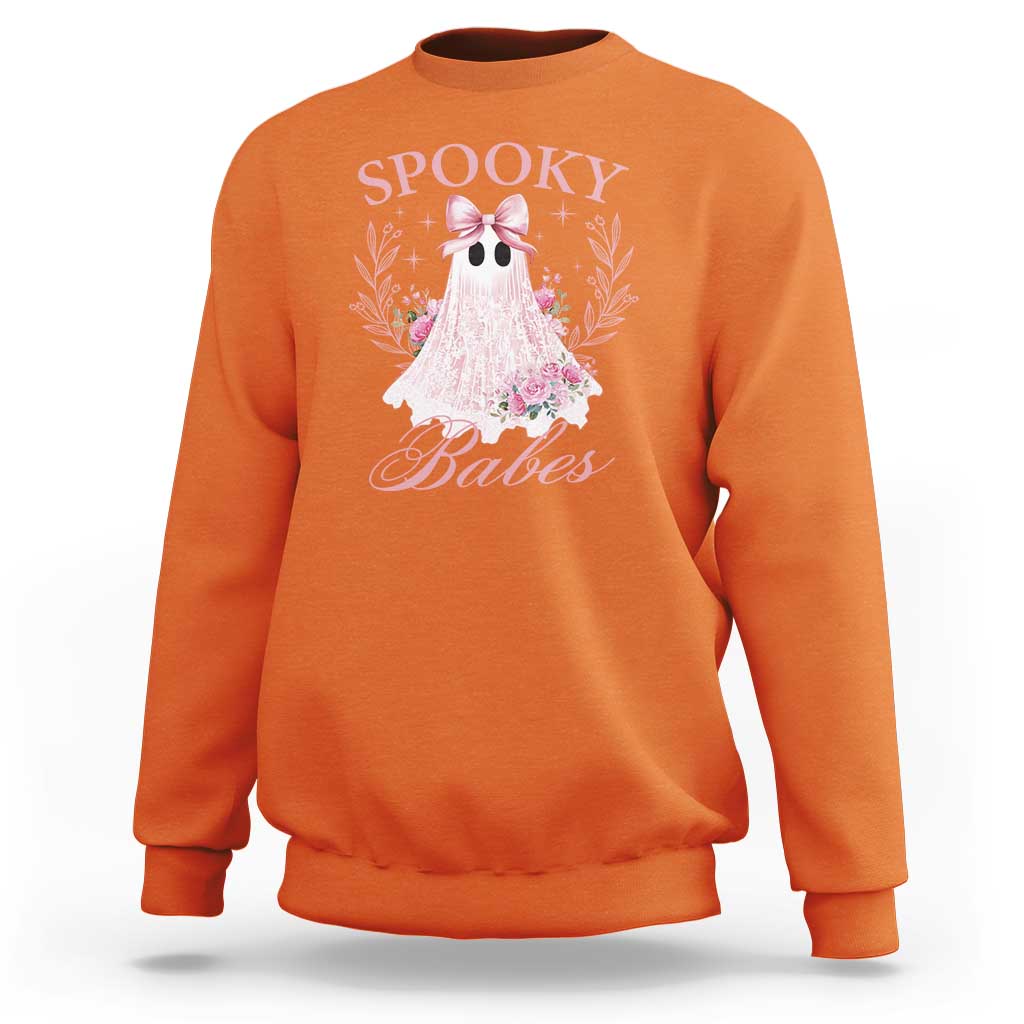 Halloween Sweatshirt Spooky Babes Pink Ghost Coquette Aesthetic - Wonder Print Shop