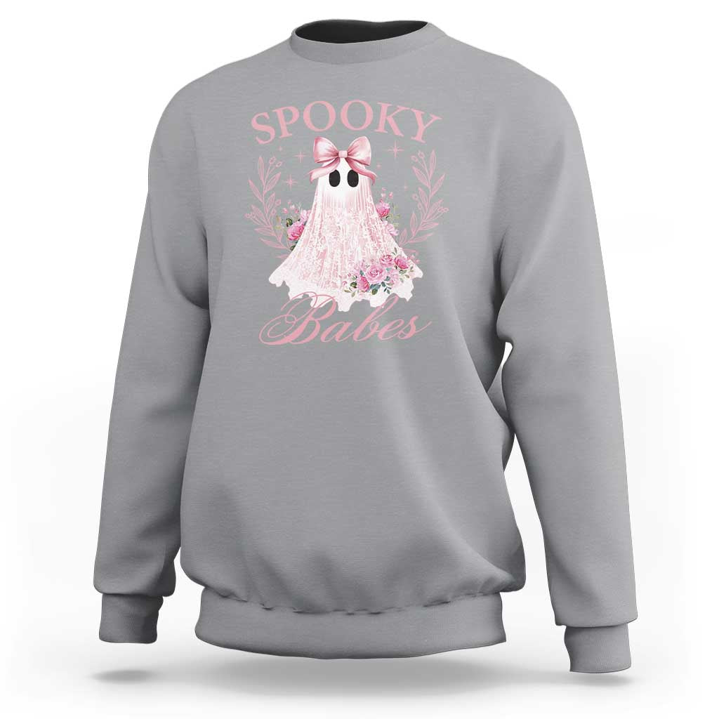 Halloween Sweatshirt Spooky Babes Pink Ghost Coquette Aesthetic - Wonder Print Shop