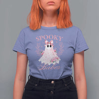 Halloween T Shirt For Women Spooky Babes Pink Ghost Coquette Aesthetic - Wonder Print Shop