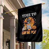 Funny Halloween Garden Flag Time To Stir The Pot Cute Raccoon Pumpkin - Wonder Print Shop