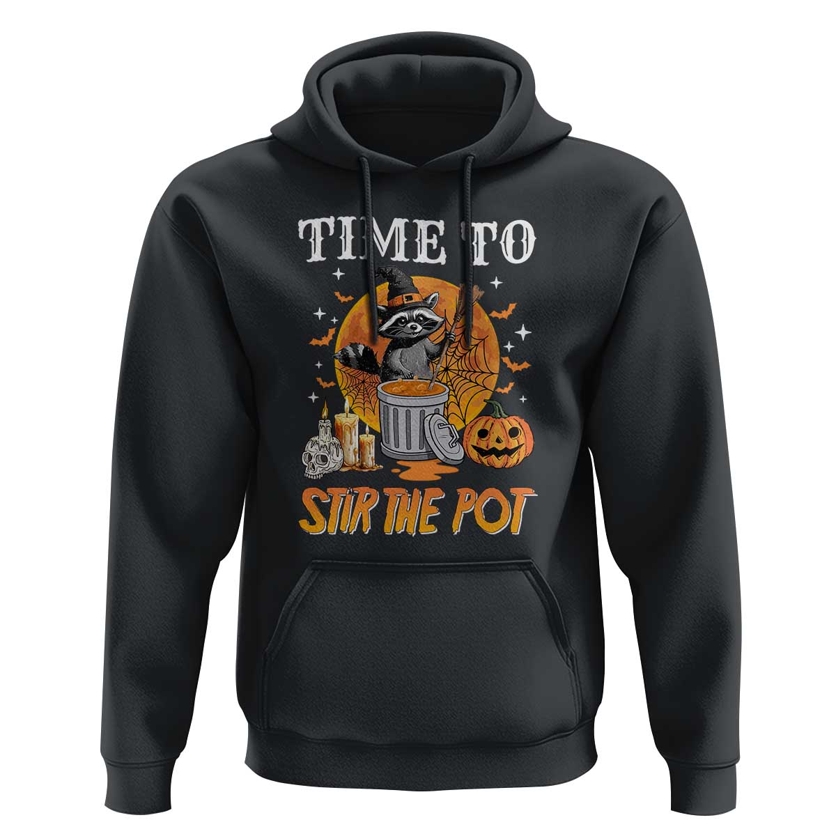 Funny Halloween Hoodie Time To Stir The Pot Cute Raccoon Pumpkin
