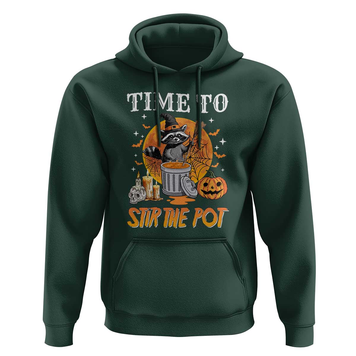Funny Halloween Hoodie Time To Stir The Pot Cute Raccoon Pumpkin