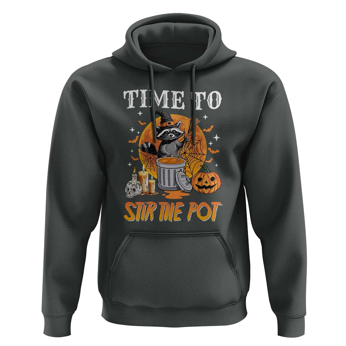 Funny Halloween Hoodie Time To Stir The Pot Cute Raccoon Pumpkin