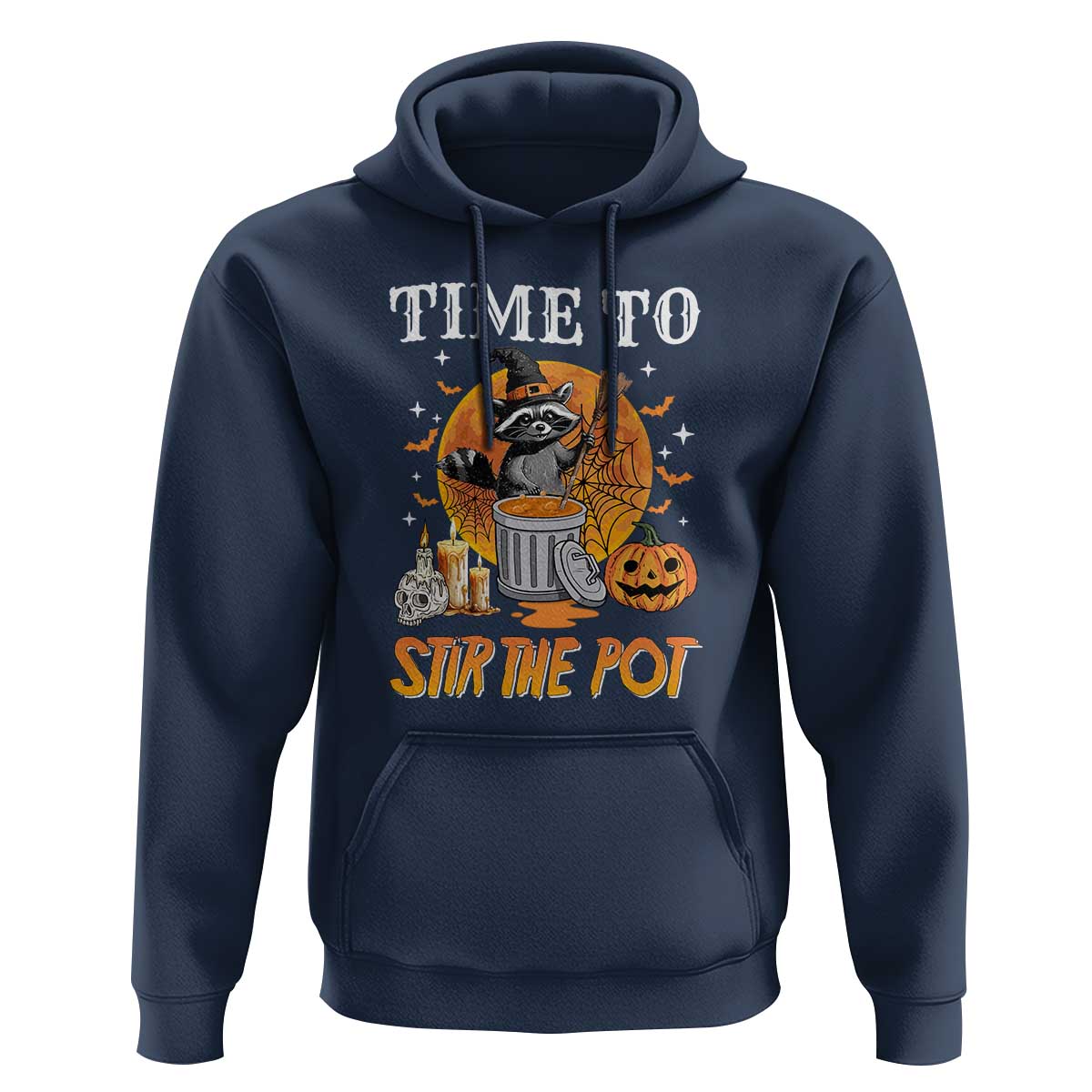 Funny Halloween Hoodie Time To Stir The Pot Cute Raccoon Pumpkin