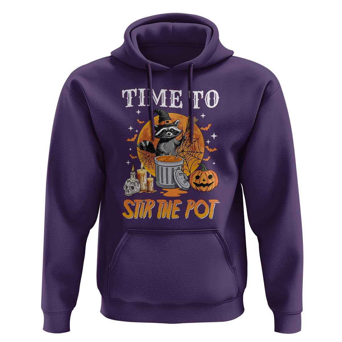 Funny Halloween Hoodie Time To Stir The Pot Cute Raccoon Pumpkin