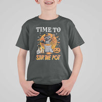 Funny Halloween T Shirt For Kid Time To Stir The Pot Cute Raccoon Pumpkin - Wonder Print Shop