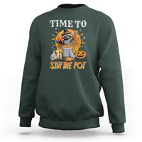 Funny Halloween Sweatshirt Time To Stir The Pot Cute Raccoon Pumpkin - Wonder Print Shop