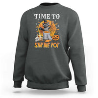 Funny Halloween Sweatshirt Time To Stir The Pot Cute Raccoon Pumpkin - Wonder Print Shop