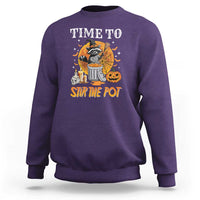 Funny Halloween Sweatshirt Time To Stir The Pot Cute Raccoon Pumpkin - Wonder Print Shop