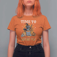 Funny Halloween T Shirt For Women Time To Stir The Pot Cute Raccoon Pumpkin - Wonder Print Shop
