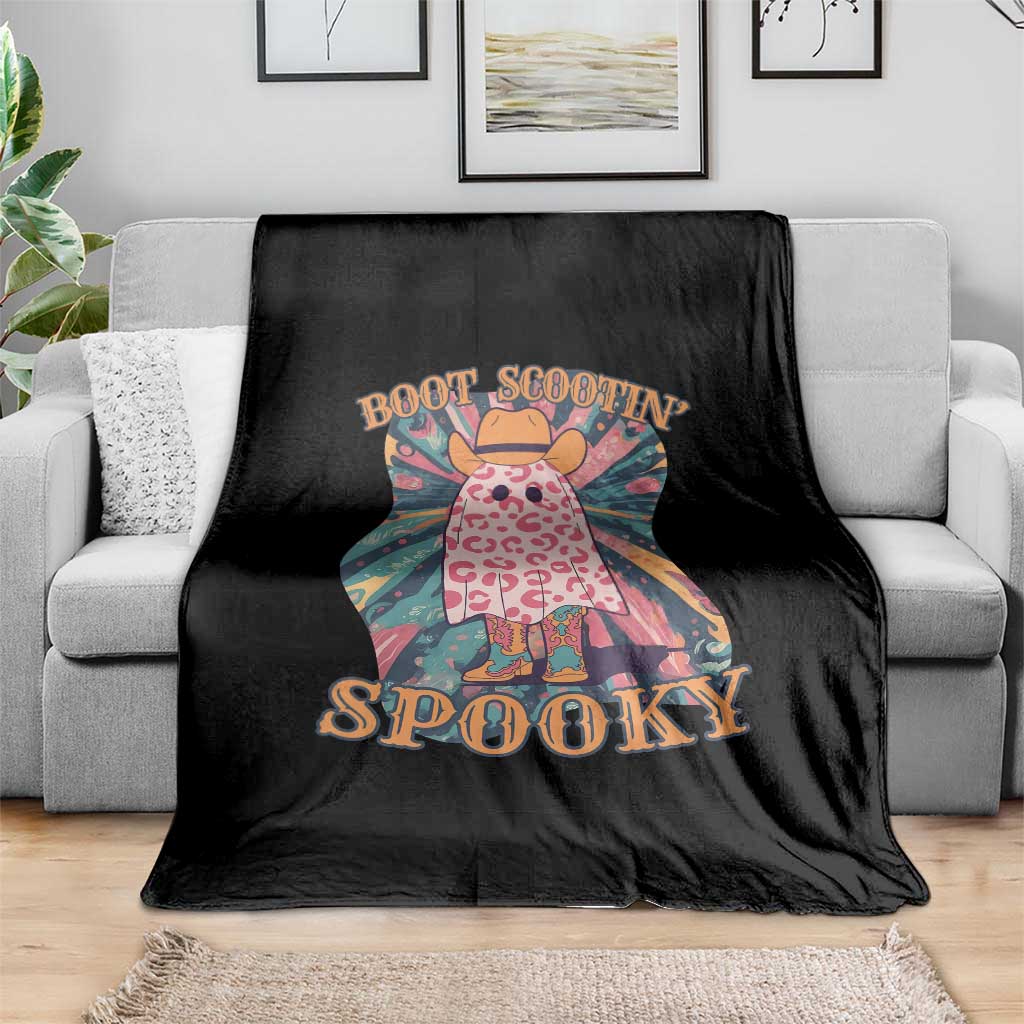 Halloween Western Throw Blanket Boot Scootin' Spooky Cute Country Cowboy Ghost - Wonder Print Shop
