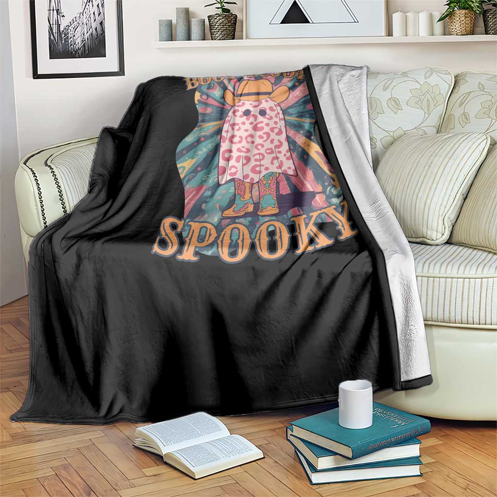 Halloween Western Throw Blanket Boot Scootin' Spooky Cute Country Cowboy Ghost - Wonder Print Shop