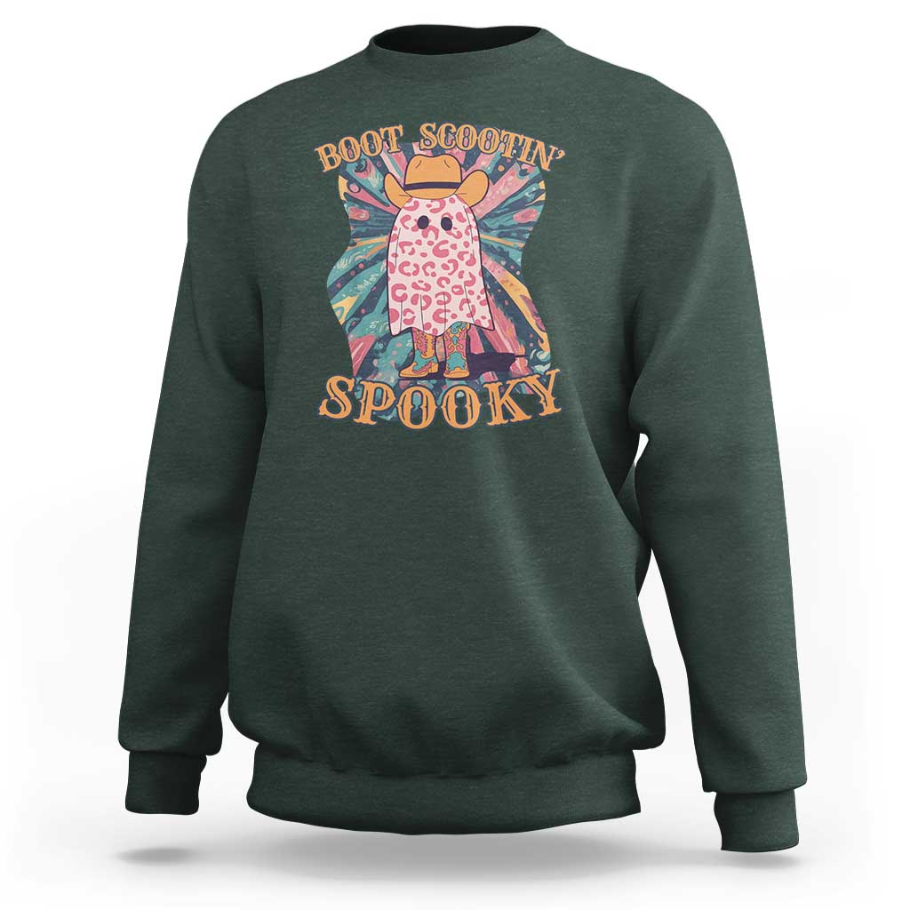Halloween Western Sweatshirt Boot Scootin' Spooky Cute Country Cowboy Ghost - Wonder Print Shop