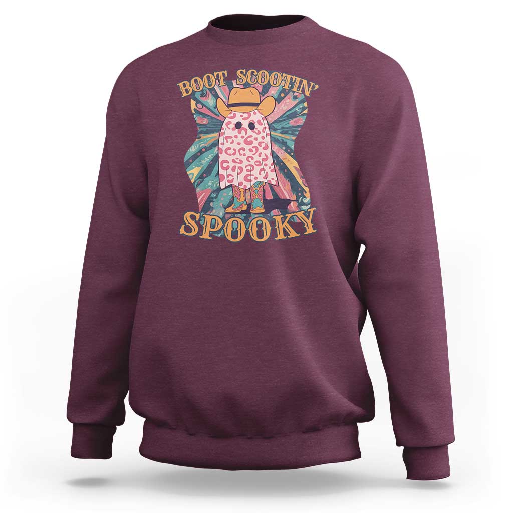 Halloween Western Sweatshirt Boot Scootin' Spooky Cute Country Cowboy Ghost - Wonder Print Shop