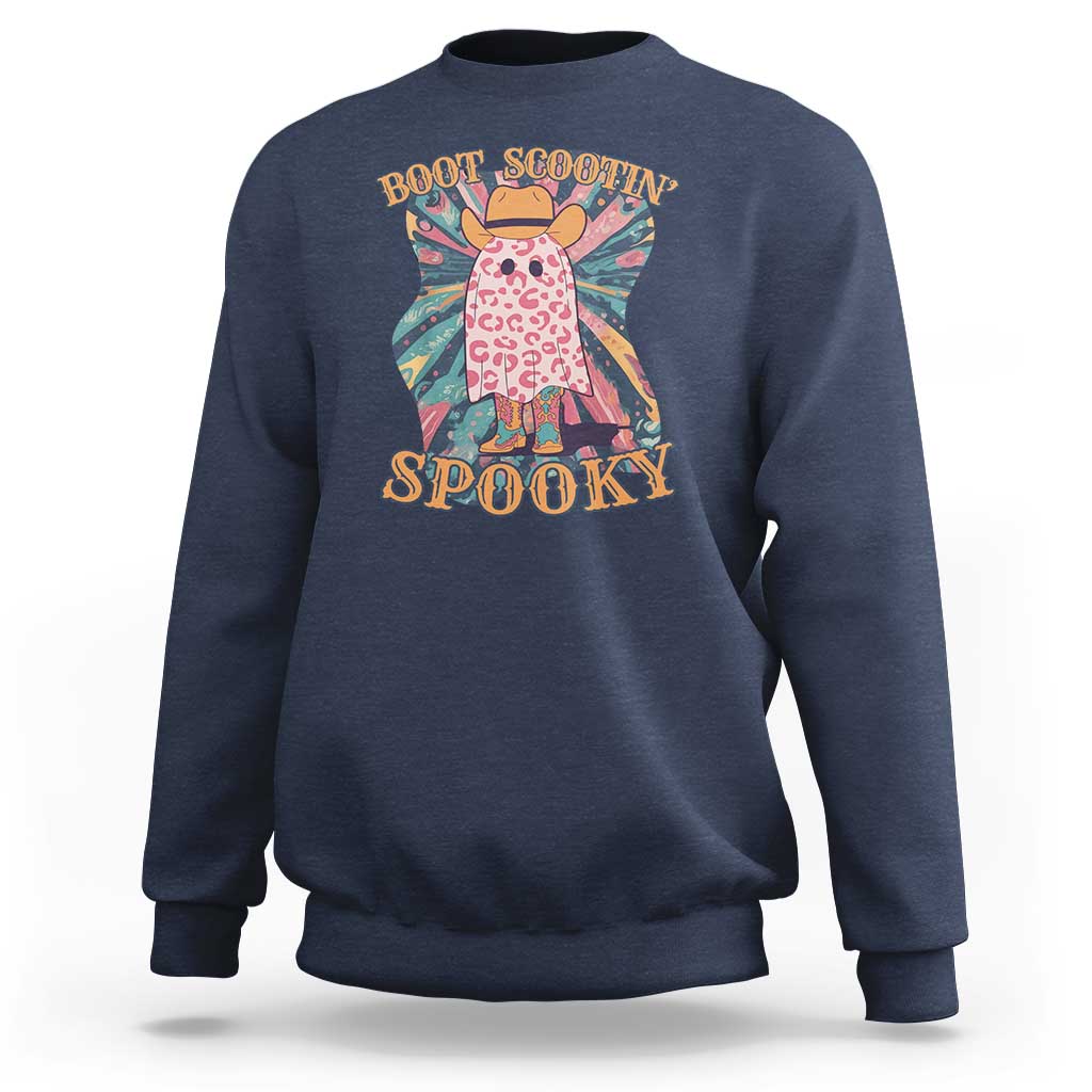 Halloween Western Sweatshirt Boot Scootin' Spooky Cute Country Cowboy Ghost - Wonder Print Shop