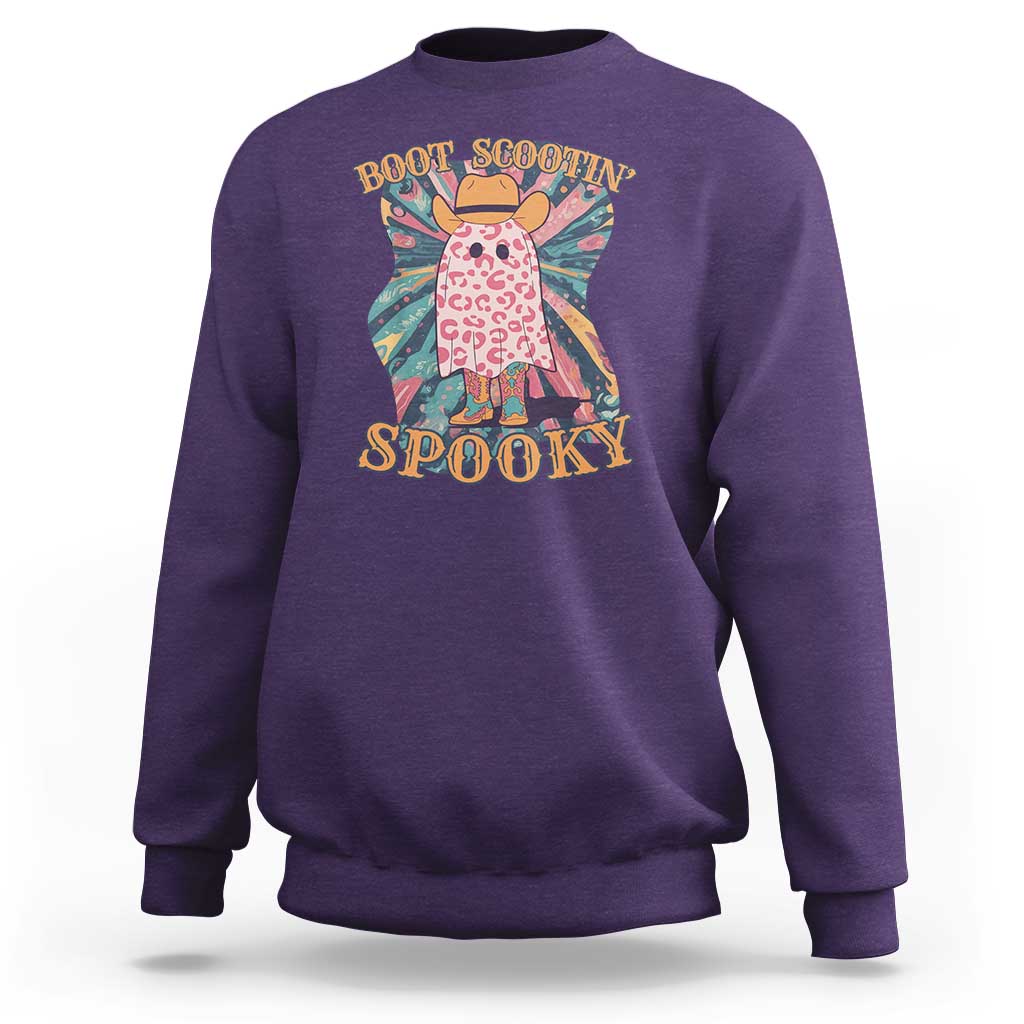 Halloween Western Sweatshirt Boot Scootin' Spooky Cute Country Cowboy Ghost - Wonder Print Shop