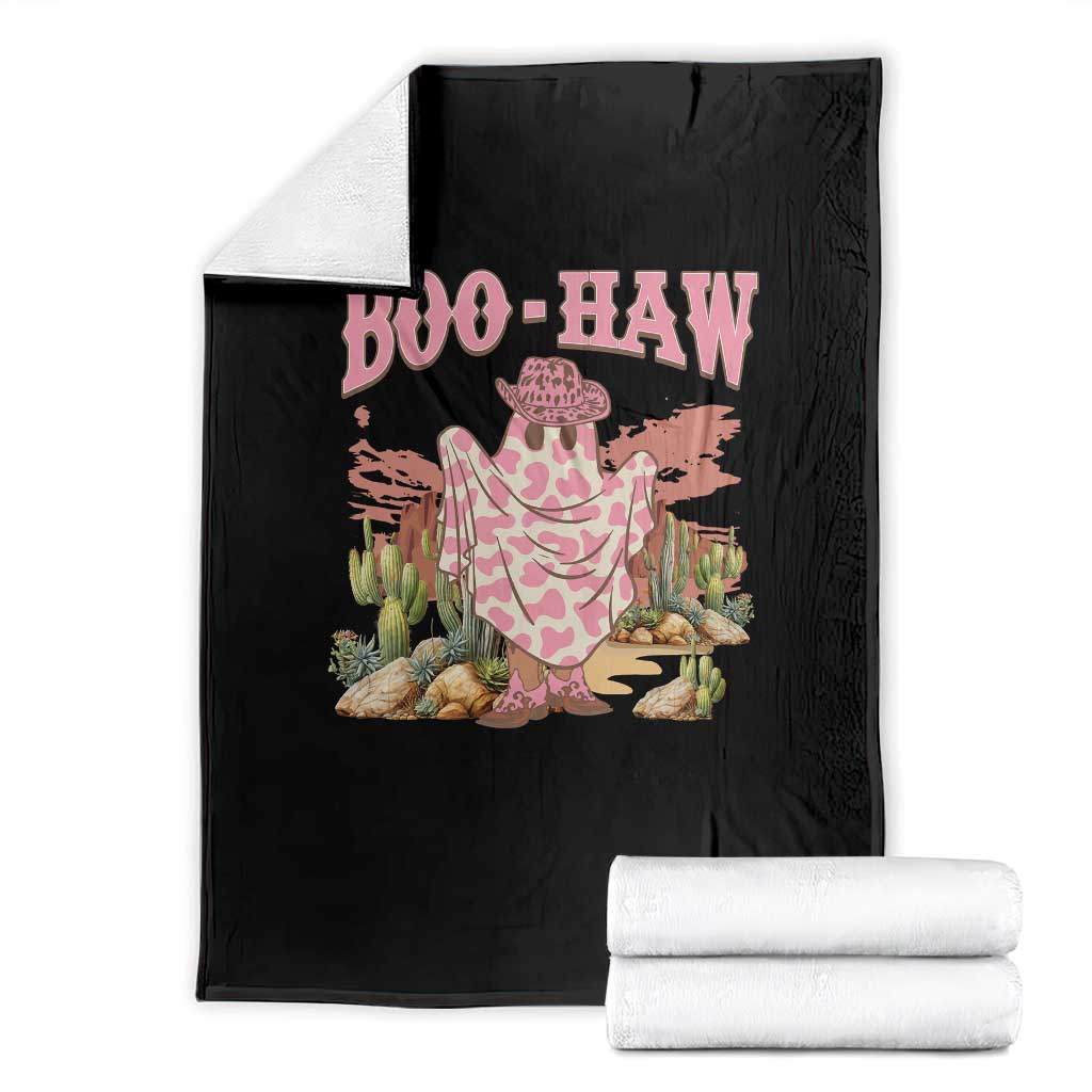 Halloween Western Throw Blanket Boo Haw Cute Country Cowboy Ghost - Wonder Print Shop