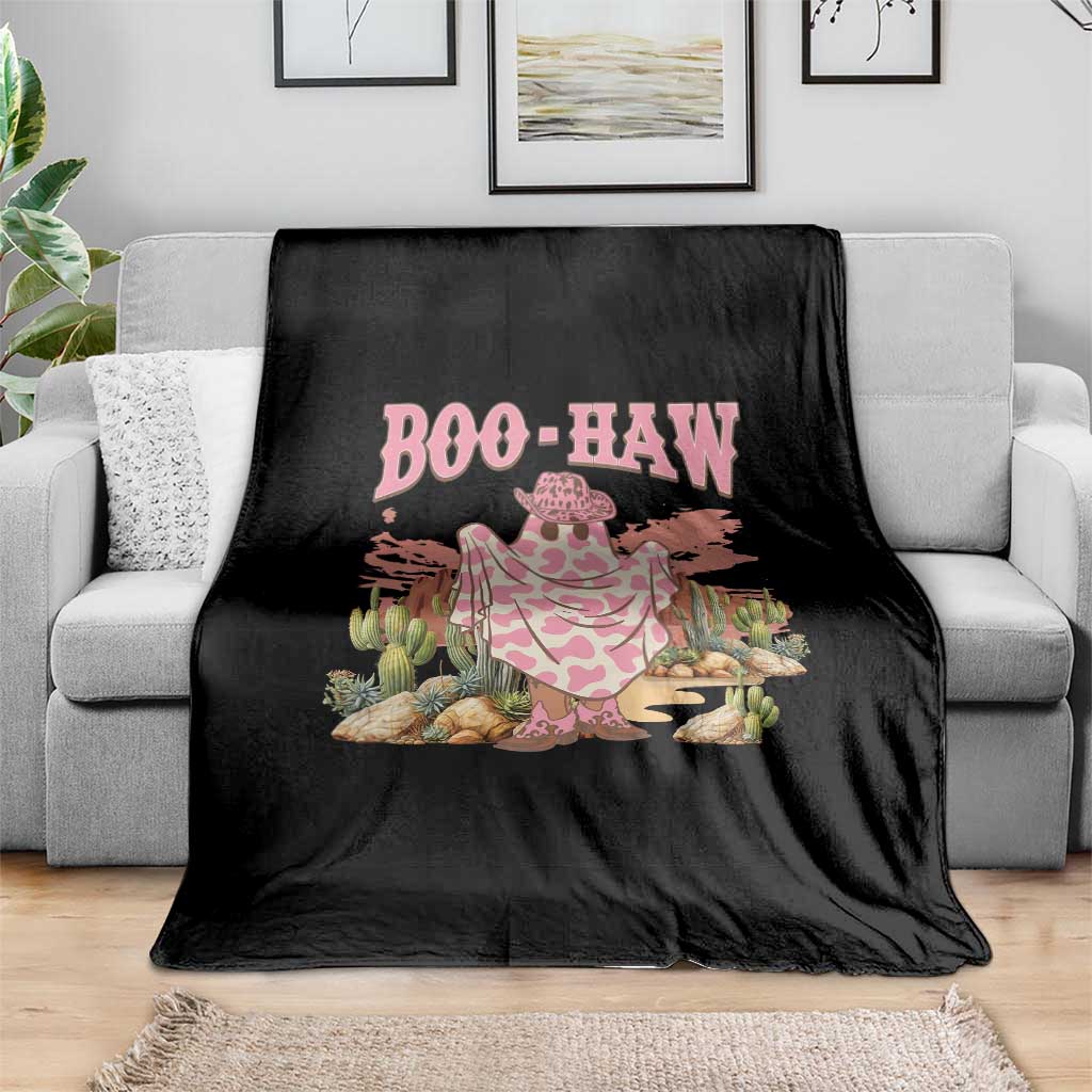 Halloween Western Throw Blanket Boo Haw Cute Country Cowboy Ghost - Wonder Print Shop