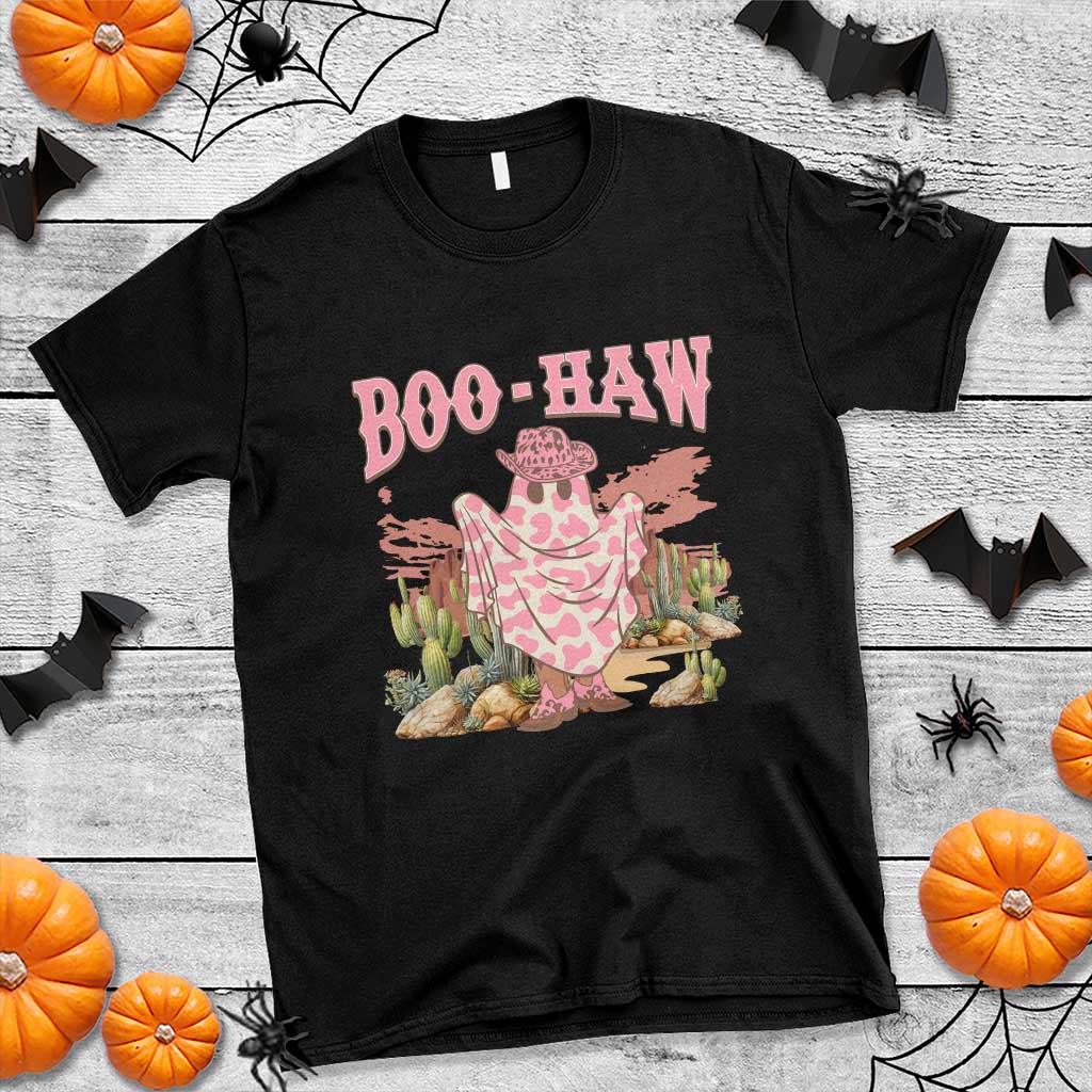 Halloween Western T Shirt Boo Haw Cute Country Cowboy Ghost - Wonder Print Shop