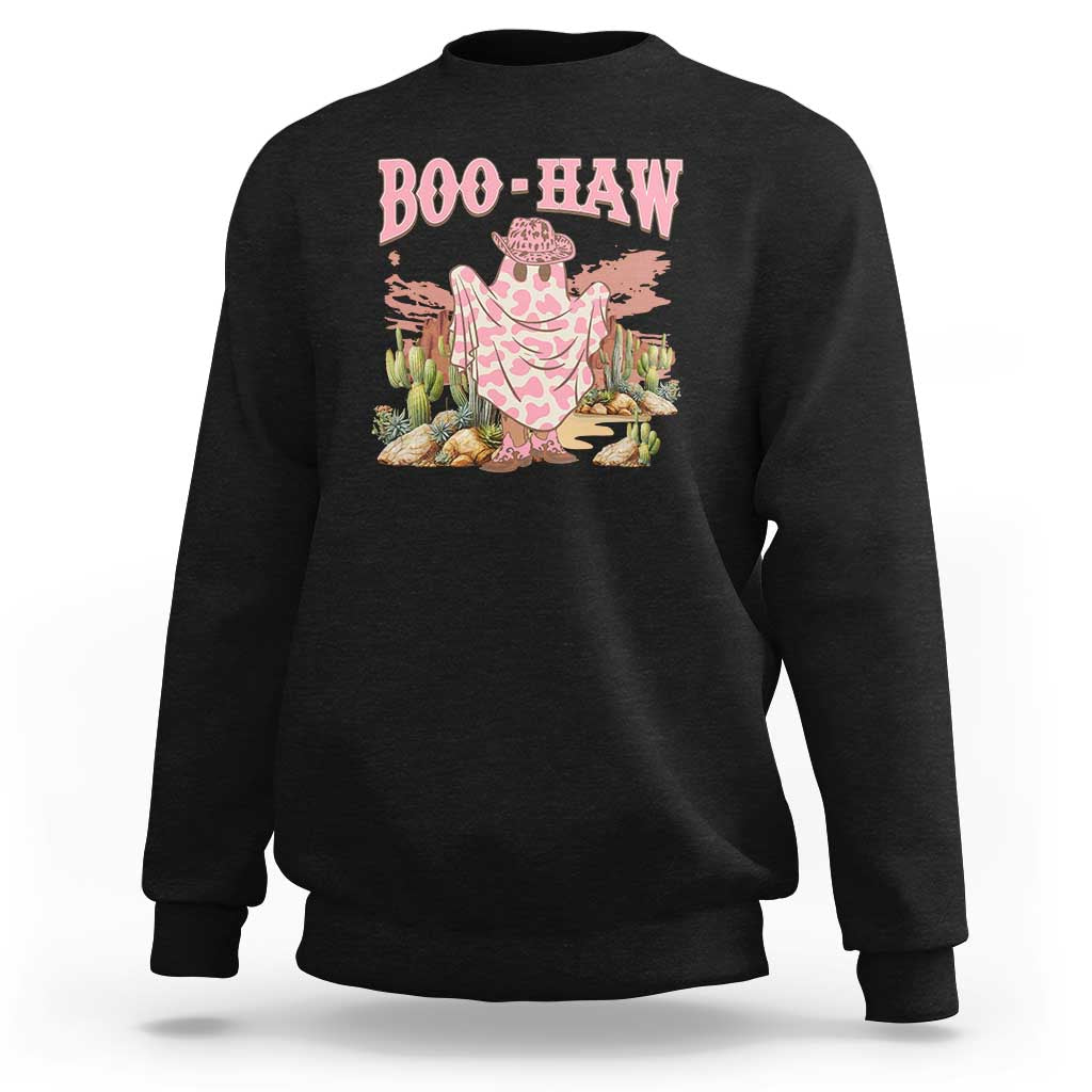 Halloween Western Sweatshirt Boo Haw Cute Country Cowboy Ghost - Wonder Print Shop