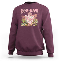 Halloween Western Sweatshirt Boo Haw Cute Country Cowboy Ghost - Wonder Print Shop