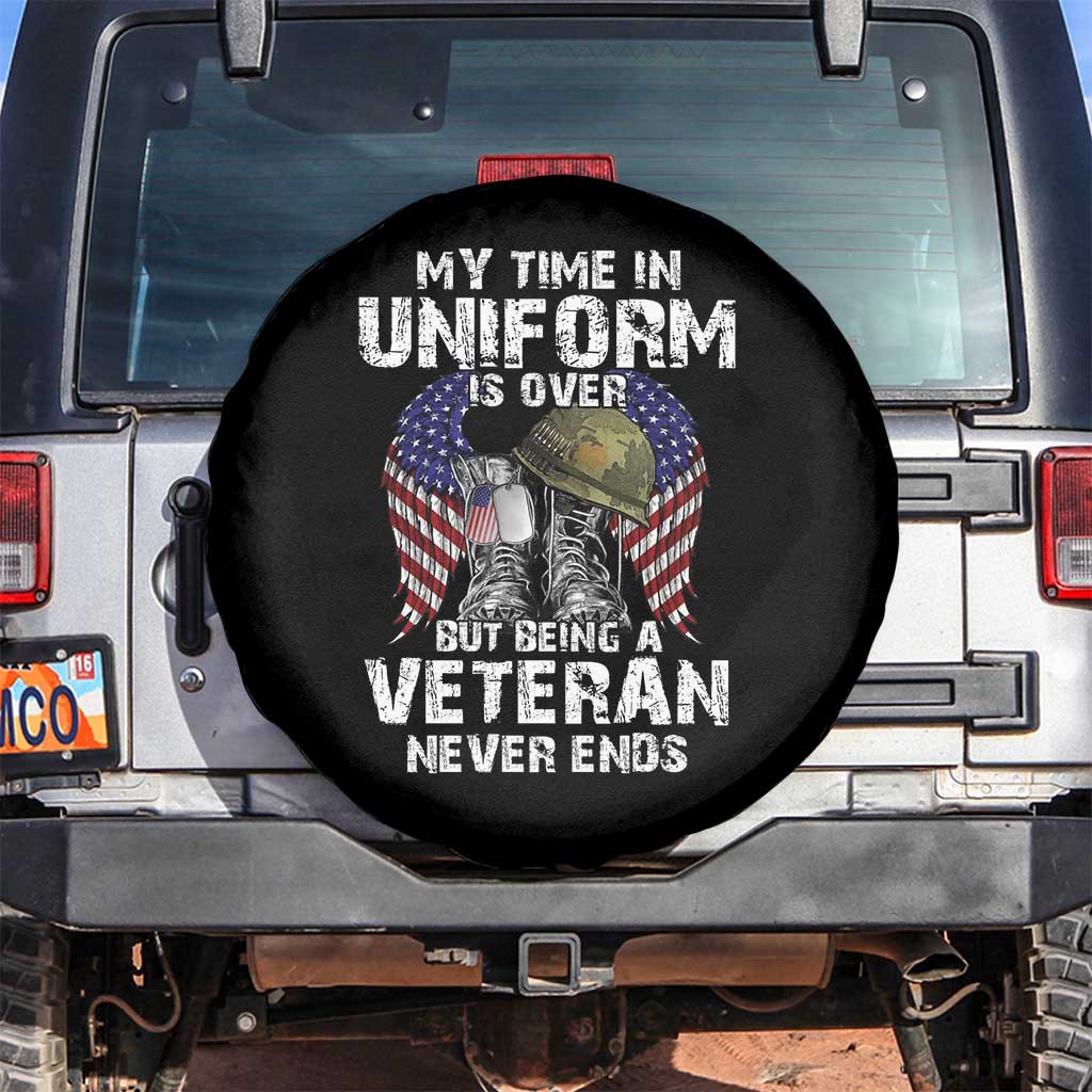 Veterans Spare Tire Cover My Time In Uniform Is Over But Being A Veteran Never Dies