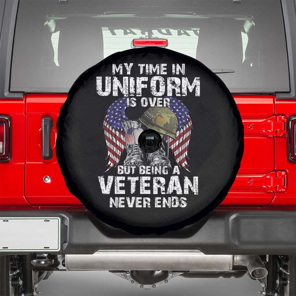 Veterans Spare Tire Cover My Time In Uniform Is Over But Being A Veteran Never Dies