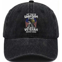 US Veterans Washed Cotton Baseball Cap My Time In Uniform Is Over But Being A Veteran Never Dies