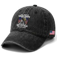US Veterans Washed Cotton Baseball Cap My Time In Uniform Is Over But Being A Veteran Never Dies