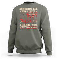 Veterans Day Sweatshirt Honoring All Who Served Thank You Veterans American Flag - Wonder Print Shop