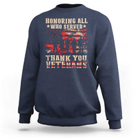 Veterans Day Sweatshirt Honoring All Who Served Thank You Veterans American Flag - Wonder Print Shop