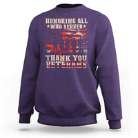 Veterans Day Sweatshirt Honoring All Who Served Thank You Veterans American Flag - Wonder Print Shop