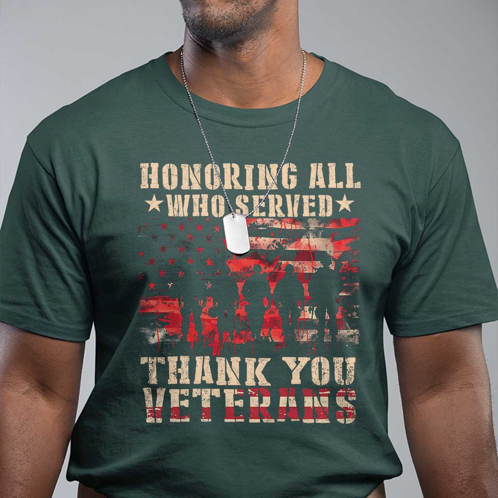 Veterans Day T Shirt Honoring All Who Served Thank You Veterans American Flag - Wonder Print Shop