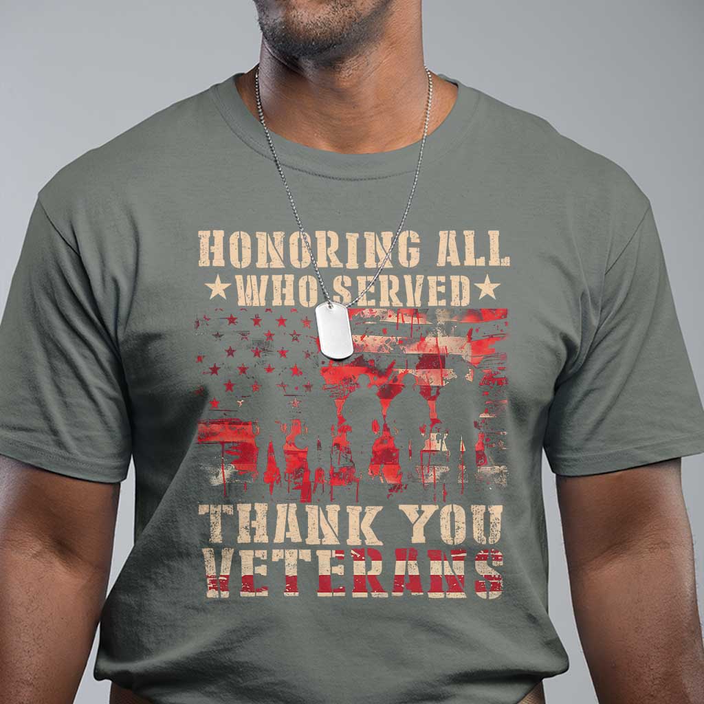 Veterans Day T Shirt Honoring All Who Served Thank You Veterans American Flag - Wonder Print Shop