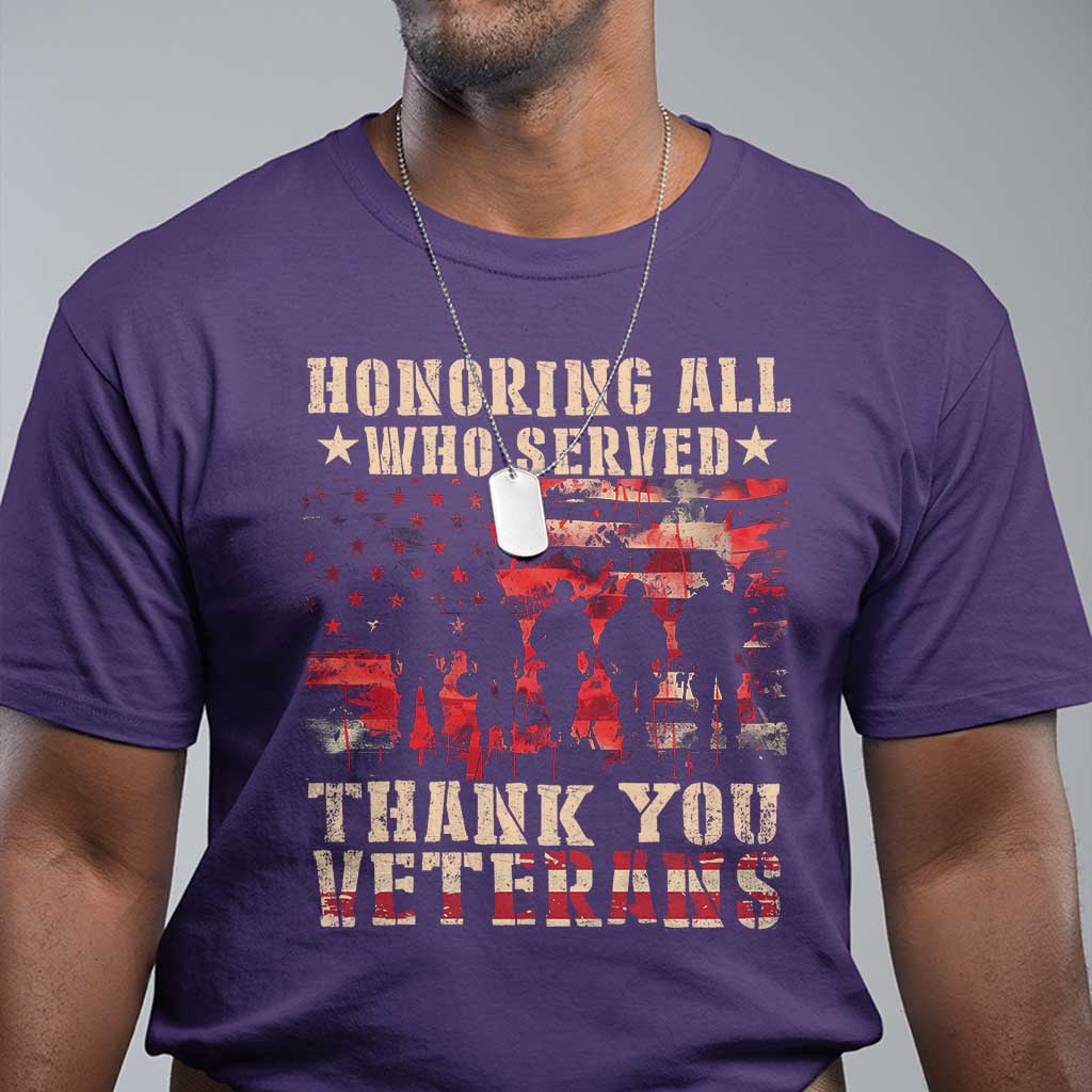 Veterans Day T Shirt Honoring All Who Served Thank You Veterans American Flag - Wonder Print Shop