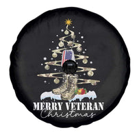 Veteran Day Xmas Spare Tire Cover Merry Veteran Christmas Fir Tree Dog Tag Combat Shoes