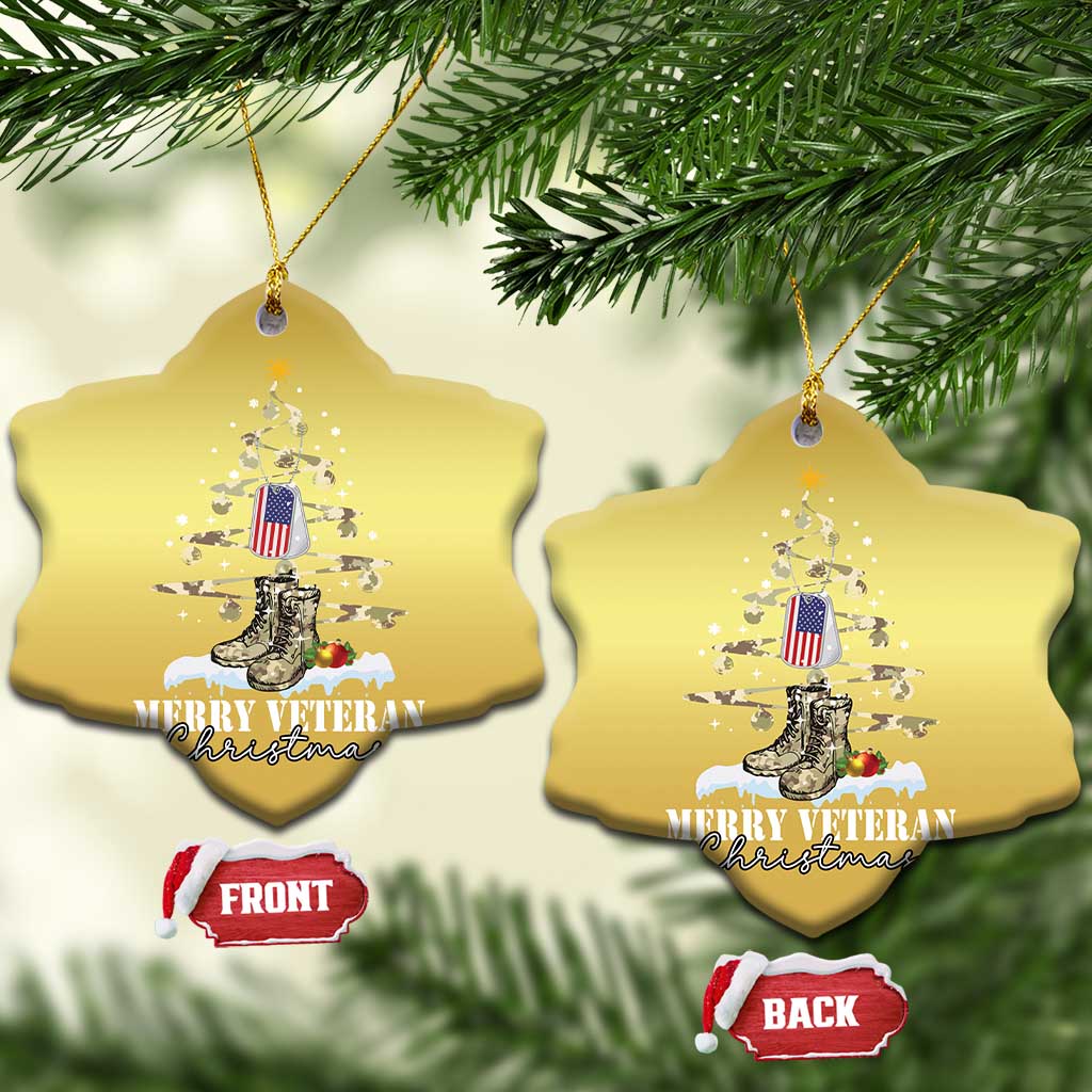 Veteran Day Xmas Christmas Ornament Merry Veteran Christmas Fir Tree Dog Tag Combat Shoes - Wonder Print Shop