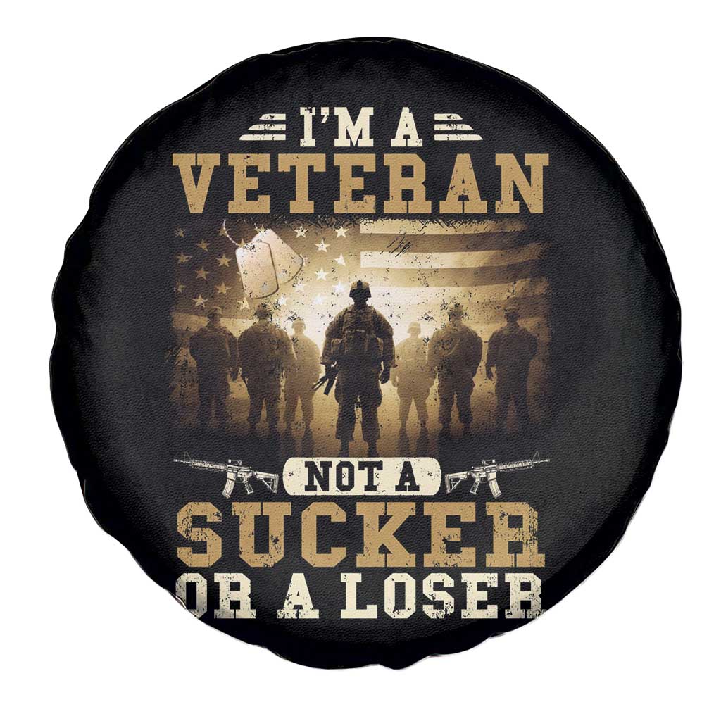 Veterans Spare Tire Cover I'm A Veteran Not A Sucker Or A Loser American Flag