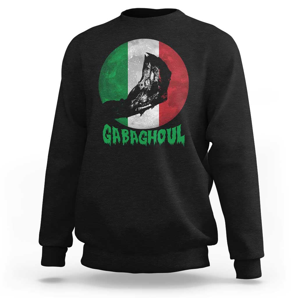 Funny Halloween Sweatshirt Gabaghoul Zombie Hand Moon Italian Flag Moon - Wonder Print Shop