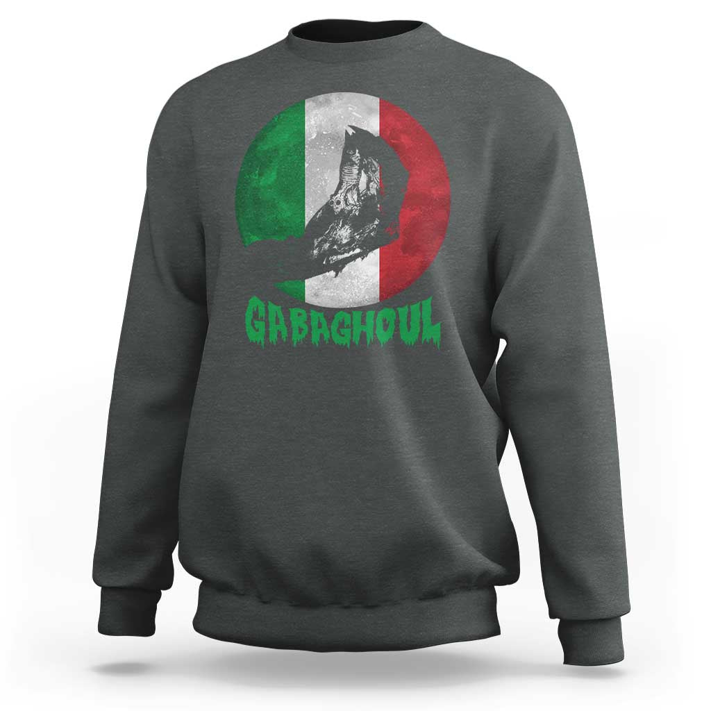 Funny Halloween Sweatshirt Gabaghoul Zombie Hand Moon Italian Flag Moon - Wonder Print Shop