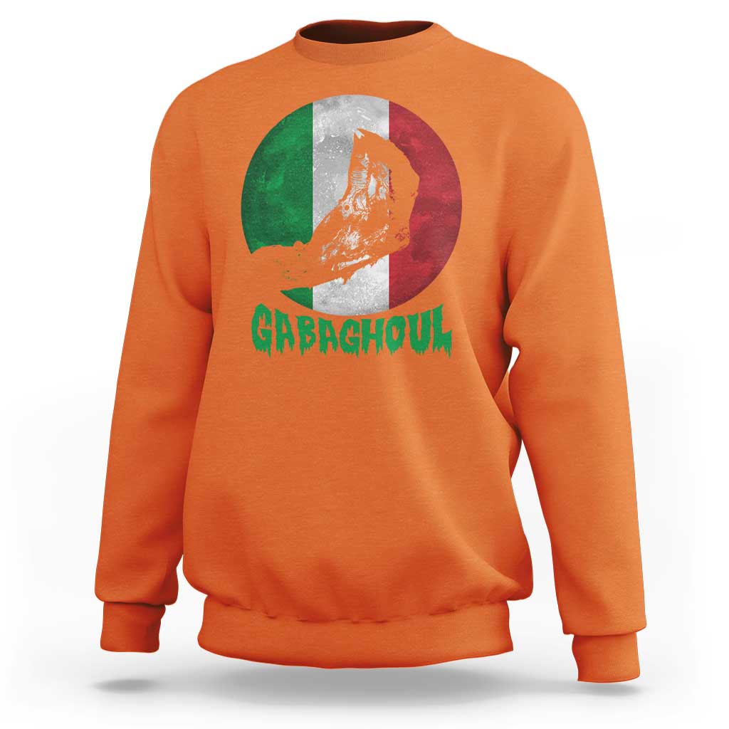 Funny Halloween Sweatshirt Gabaghoul Zombie Hand Moon Italian Flag Moon - Wonder Print Shop