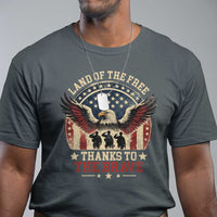 Veterans T Shirt Land Of The Free Thanks To The Brave American Flag Eagle - Wonder Print Shop