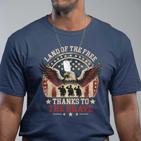 Veterans T Shirt Land Of The Free Thanks To The Brave American Flag Eagle - Wonder Print Shop
