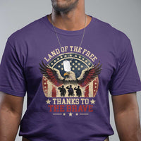 Veterans T Shirt Land Of The Free Thanks To The Brave American Flag Eagle - Wonder Print Shop