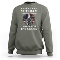 Veterans Sweatshirt I'm A Veteran I Stand For Our Flag I Kneel For The Cross Military - Wonder Print Shop
