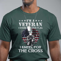 Veterans T Shirt I'm A Veteran I Stand For Our Flag I Kneel For The Cross Military - Wonder Print Shop
