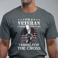 Veterans T Shirt I'm A Veteran I Stand For Our Flag I Kneel For The Cross Military - Wonder Print Shop